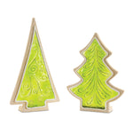 Frosted Cookie Pine Tree 12"H Green Polyresin Christmas Tabletop Decor (Set of 2) by Melrose
