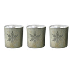 Melrose Etched Snowflake Mecury Glass Candle Holder (Set of 3)