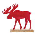 Melrose Metal Moose Silhouette with Wood Base (Set of 2)