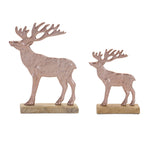 Metal Deer Silhouette on Wood Base 7"H & 9.5"H Brown (Set of 2) by Melrose