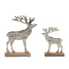 Metal Deer Silhouette on Wood Base Set of 2