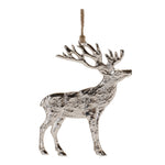 Melrose Rustic Silver Metal Deer Ornament (Set of 12)