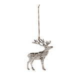 Rustic Silver Metal Deer Ornament (Set of 12)