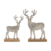 metal deer with wood base