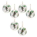 Metal Ski Snowboard Hanging Disc Ornament Iron Set of 6 6 Inch Winter Decor by Melrose