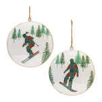 Melrose Metal Snowboard Forest Disc Ornament (Set of 6)