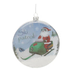 Melrose Glass Santa Ski Patrol Disc Ornament (Set of 6)