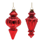 Melrose Red Ribbed Glass Finial Ornament (Set of 6)