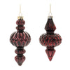 Melrose Burgandy Harlequin Glass Finial Ornament (Set of 6)