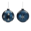 Melrose Frosted Navy Glass Ball Ornament (Set of 6)