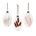 Melrose Burgandy Dried Floral Glass Ornament (Set of 12)