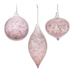 Melrose Pink Crackle Glass Ornament (Set of 6)