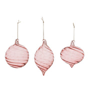 Pink Swirled Glass Ornament (Set of 6)