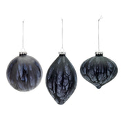 Midnight Blue Marble Paint Glass Ornament (Set of 6)