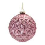 Melrose Pink Geometric Frost Glass Ornament (Set of 6)