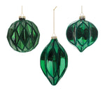 Melrose Green Textured Harlequin Glass Ornament (Set of 6)