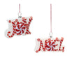 Melrose Glass Peppermint Joy and Noel Ornament (Set of 6)