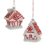 Melrose Glass Peppermint House Ornament (Set of 6)