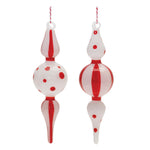 Melrose Glass Peppermint Finial Drop Ornament (Set of 12)