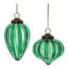 Melrose Green Ribbed Crackle Glass Ornament (Set of 6)