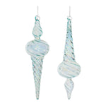 Melrose Iridescent Swirl Glass Finial Ornament (Set of 12)