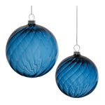 Melrose Blue Ribbed Swirl Glass Ornament (Set of 6)