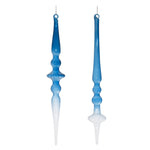 Melrose Blue Ombre Glass Finial Drop Ornament (Set of 12)