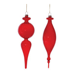 Melrose Red Ribbed Glass Finial Drop Ornament (Set of 6)