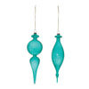 Teal Blue Glass Finial Christmas Ornaments – Set of 6