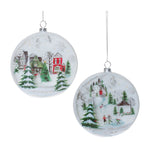 Melrose Glass Winter Village Disc Ornament (Set of 12)