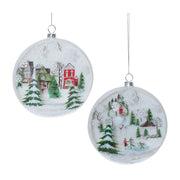Melrose Glass Winter Village Disc Ornament (Set of 12)