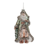 Melrose Glittered Green Glass Santa Ornament (Set of 6)