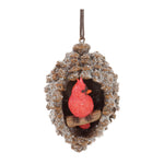 Melrose Frosted Pine Cone Cardinal Ornament (Set of 6)