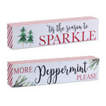 Holiday Peppermint Sentiment Sign Set – Set of 2, 9.5"L Christmas Wall & Shelf Decor by Melrose