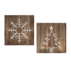Rustic Wood Snowflake & Tree Decor – Set of 2