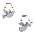 Melrose Wood Dove and Angel Sentiment Ornament (Set of 6)