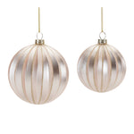 Metallic Ribbed Glass Ball Ornament (Set of 6) – 3"D & 4"D Christmas Tree Decor by Melrose