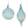 Melrose Blue Iridescent Swirl Glass Ornament (Set of 6)