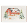 Winter Barn Farmhouse Wall Art – 24" Framed Print