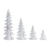 White Flocked Pine Tabletop Trees – Set of 4