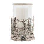 Melrose Etched Metal Woodland Candle Holder 8"D