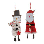 Melrose Wood and Felt Snowman Santa Ornament (Set of 12)