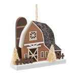 Melrose Glittered Barn Ornament (Set of 6)