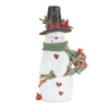 Melrose Glittered Snowman with Cardinals Figurine 8.25"