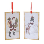 Melrose Wood Snowman and Santa Tag Ornament (Set of 24)