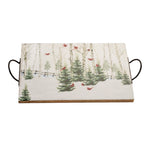 Melrose Winter Cardinal Forest Tray with Handles 18"L