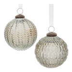 Melrose Grey Textured Frost Glass Glass Ornament (Set of 4)