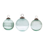 Melrose Blue Etched Glass Ball Ornament (Set of 12)