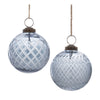 Melrose Blue Harlequin Etched Glass Ball Ornament (Set of 6)