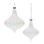 Melrose Clear Iridescent Glass Onion Ornament (Set of 6)